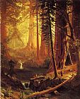 Albert Bierstadt Among The Sierra Nevada, California Paintings - Giant Redwood Trees of California by Albert Bierstadt